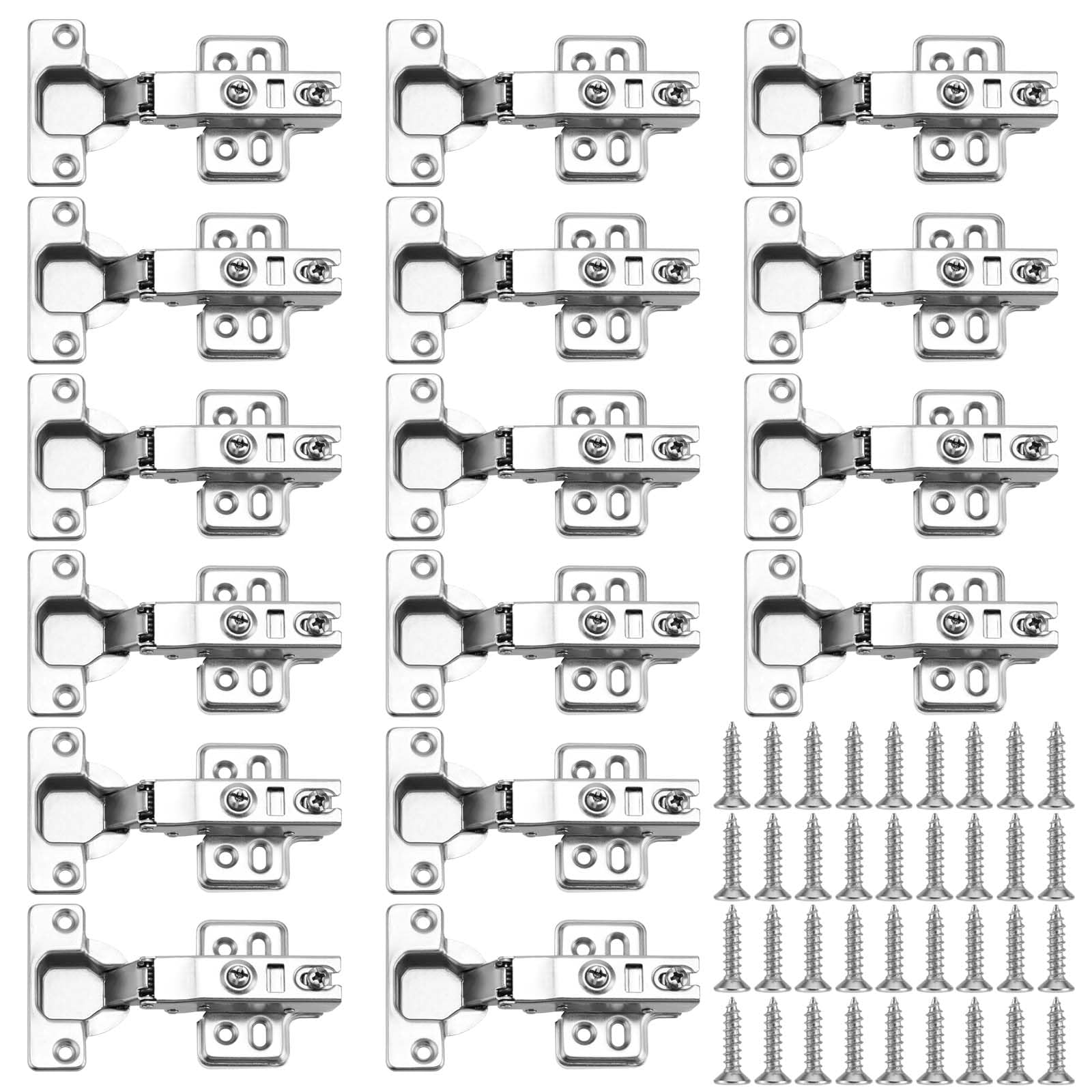 SINJEUN 16 Pcs 35mm Cabinet Hinges with Screws, Kitchen Cupboard Hinge, Soft Close Hinge for Bedroom Wardrobe Door