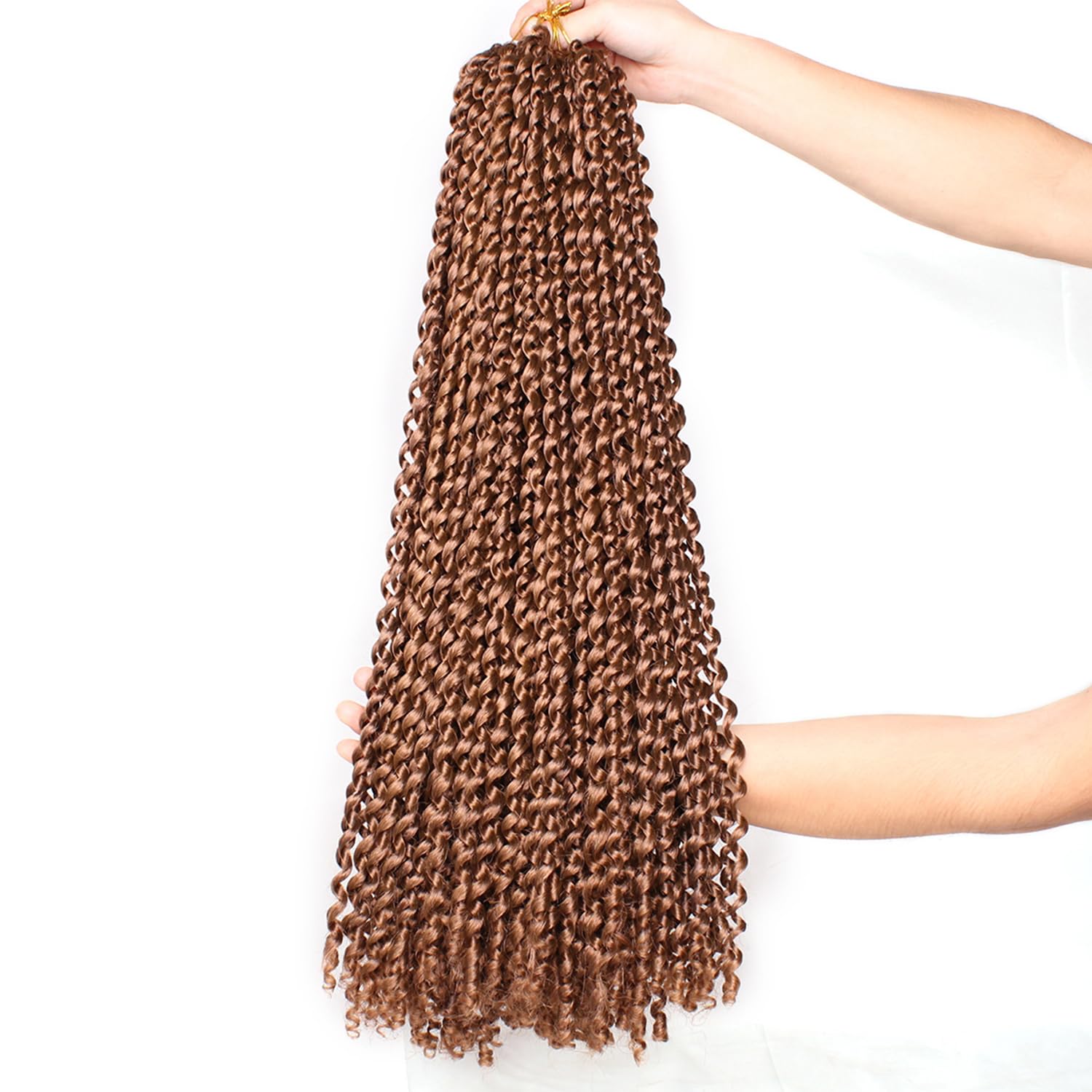 Mscat Passion Twist 24 Inch 7 Pack Brown Water Wave Curly Braiding Spring Twist for Butterfly Locs, Crochet Braids 30# Synthetic Hair Extension — image 1