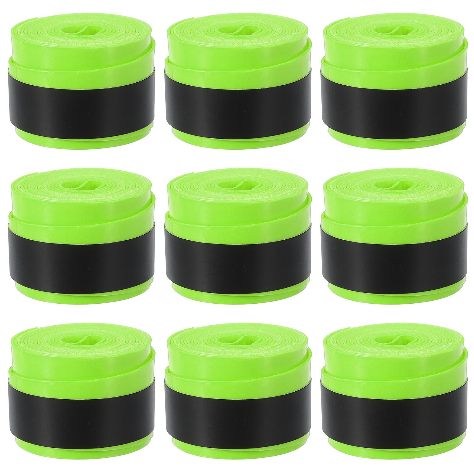 PATIKIL 43.3" Tennis Racket Grip Tape, 9 Pack Overgrip Stretchy Non-Slip Absorb Sweat for Badminton Fishing Rod, Fluorescent Yellow