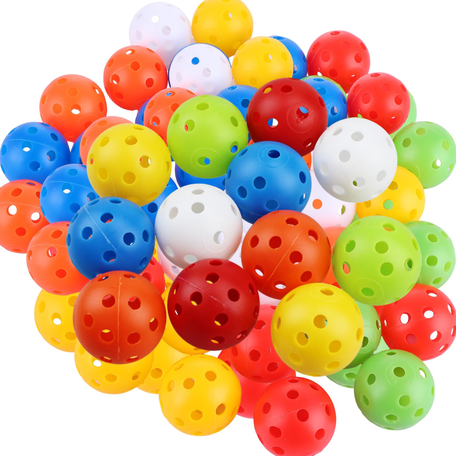 ASelected 30 Pcs Golf Practice Balls,Air Flow Hollow Plastic Golf Balls With Hole,Colorful Perforated Plastic Balls For Swing Practice Driving Range Home Use42Mm Outdoor Golf Games