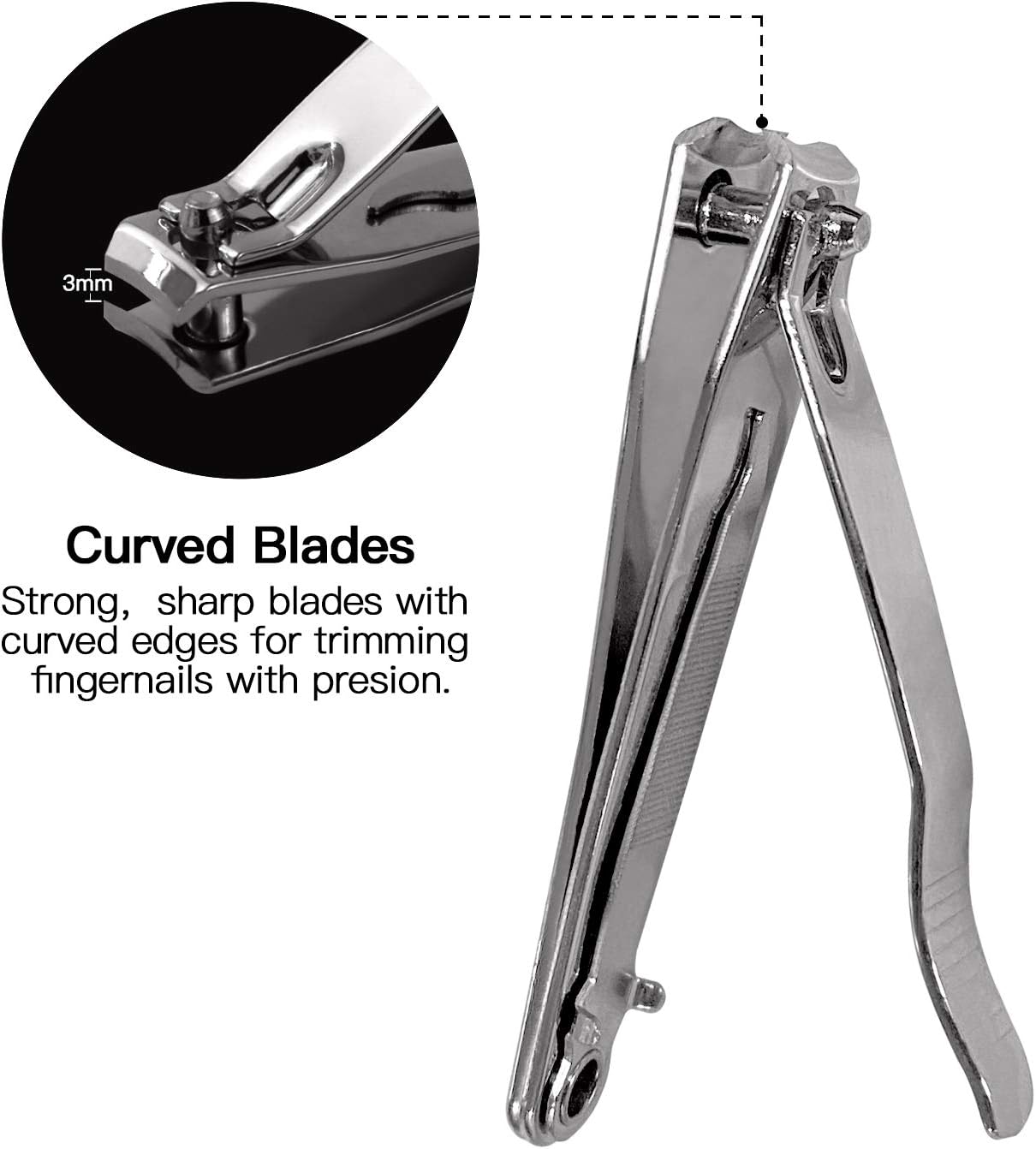 Svipear Nail Clippers with Nail File, No Splash Fingernail Toenail Clippers Nail Cutter Set, Silver Stainless Steel, Good Gift for Women and Men (1 Pieces): Health & Personal Care