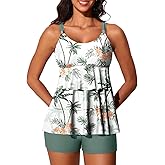 Summer Mae Women's Tankini Swimsuits with Shorts Ruffled Tummy Control Bathing Suits Modest 2025 Swimwear