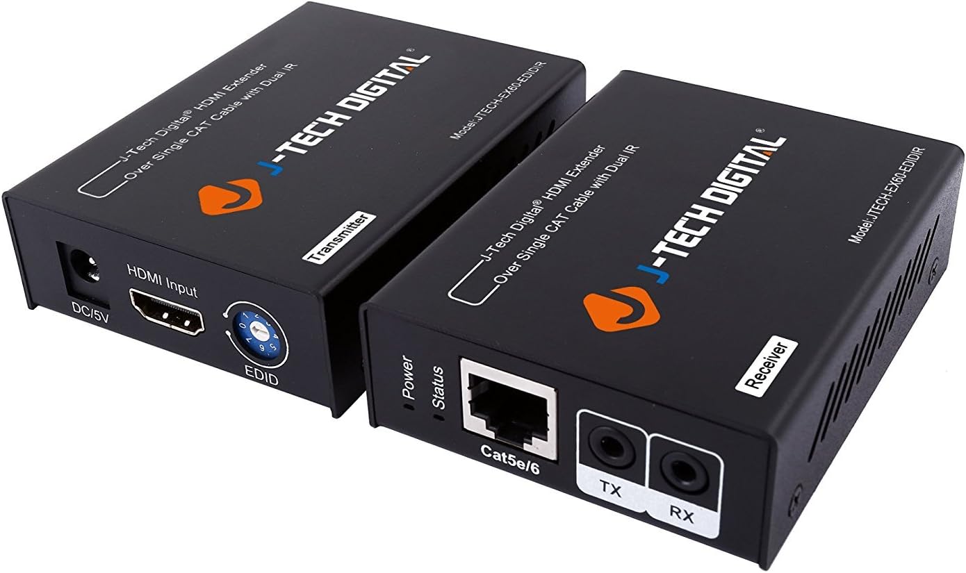 J-Tech Digital HDMI Extender By Single Cat 5E/6 Full Hd 1080P With Deep Color, EDID Copy, Dolby Digital/DTS: Home Audio & Theater