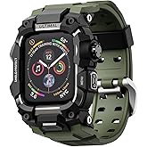 ULTIMAL Rugged Case with Band for Apple Watch Band 45mm,Compatible with Apple Watch Series 9/8/7 45mm,Military Grade Shockproof Bumper Cover for iWatch Tactical Band Men (Army Green, 45mm)