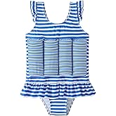 FishingDino Toddler Floatation Swimsuit Girls 1-6T, One Piece Float Suit with Built-in Float, Cute Floating Swim Suit Floatie