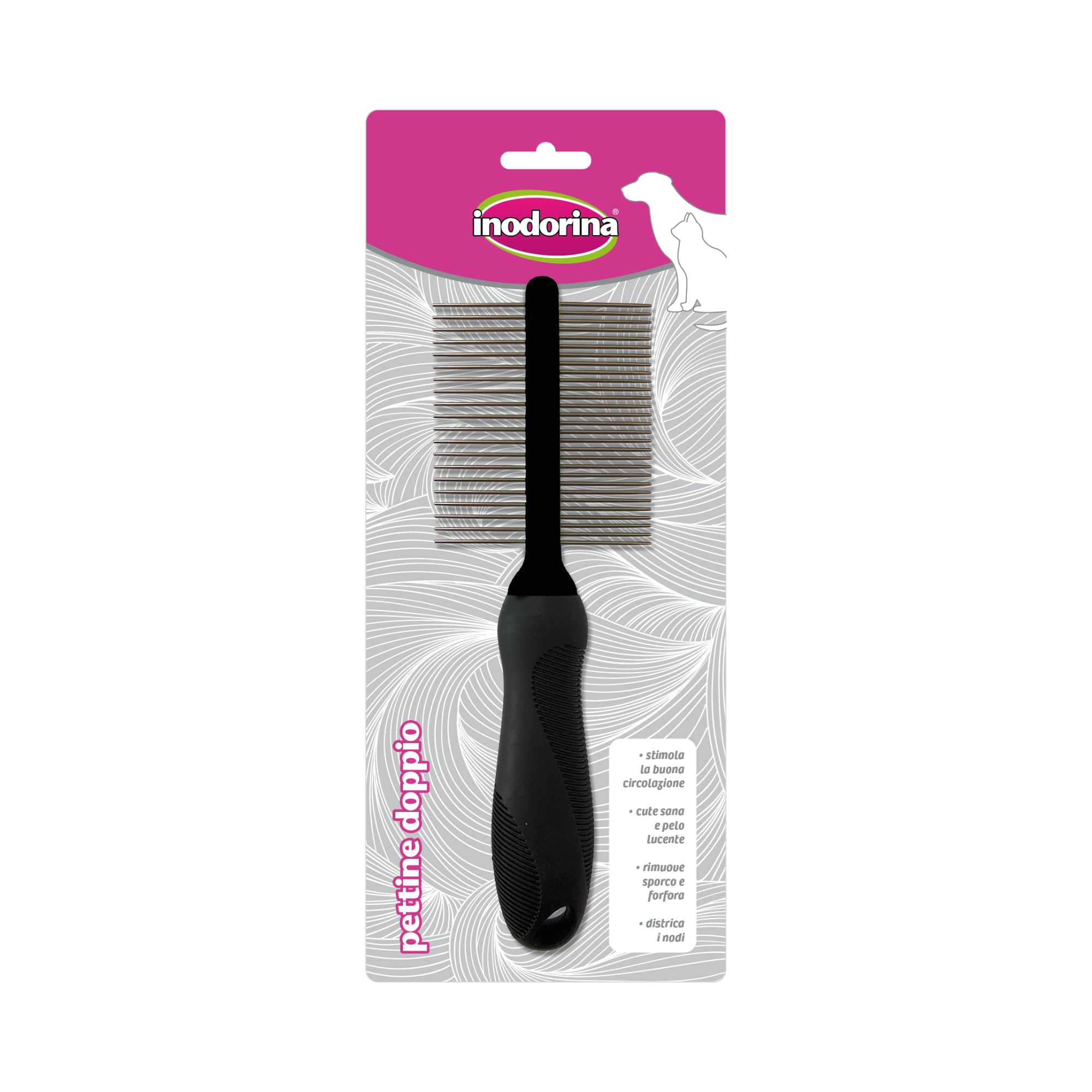 Inodorina Double Dog Comb - Wide and narrow teeth to remove knots and excess hair - Ideal for polishing and untangling knots safely and painlessly