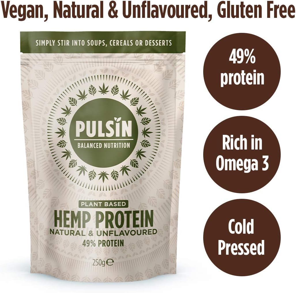 Pulsin, Natural Unflavoured Vegan Hemp Protein Powder, 250g, 4.9g Protein, 0.4g Carbs, 35 Kcal Per Serving, Gluten Free - Image 3
