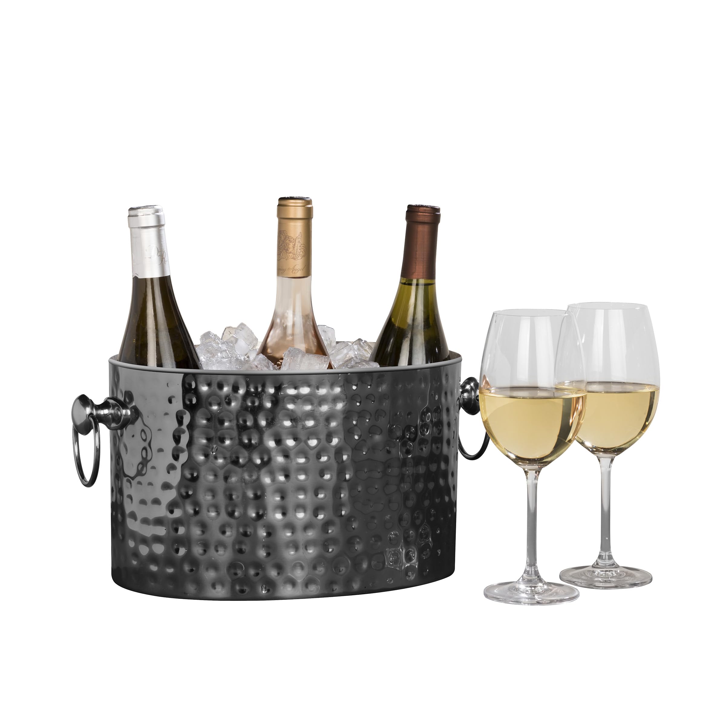 Photo 1 of Chic Chill 3-Bottle Wine Chiller Ice Bucket | Keeps Wine & Champagne Bottles Cold Without Touching Ice | Handcrafted Artisan Design | Burnished Silver | Patented Technology