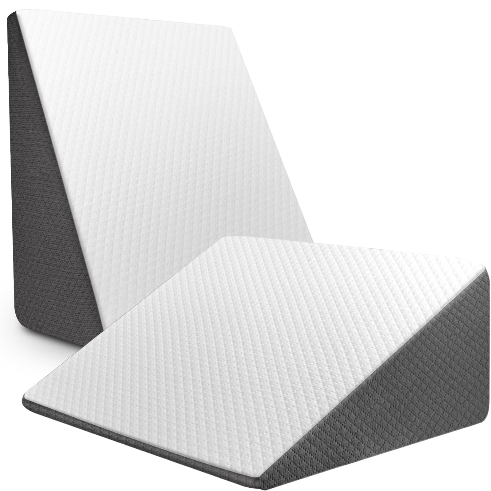 Wedge Pillow for Sleep Apnea, 12 Inch Bed Wedge Pillow for Headboard, Headboard Triangle Pillow Wedge for Acid Reflux, After Surgery, Snoring, Cooling Memory Foam Top, Removable Cover