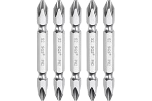HARFINGTON 5pcs Magnetic Double Ended Screwdriver Bit 6.35mm PH2 2.56" Length 1/4" Hex Shank S2 Steel Two Sided Phillips Cros