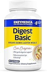 Enzymedica Digest Basic, Digestive Enzymes for Sensitive Stomachs, Offers Fast-Acting Gas & Bloating Relief, 90 Count