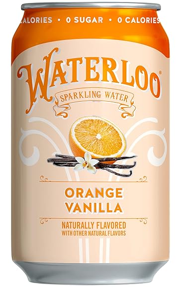 WATERLOO SPARKLING WATER, ORANGE VANILLA NATURALLY FLAVORED, 12 FL OZ CANS (PACK OF 12) – ZERO CALORIES AND ZERO SUGAR OR SWEETENERS