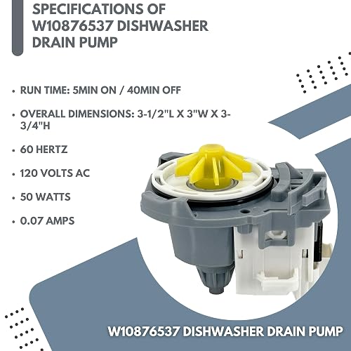 Dishwasher Drain Pump Replacement - Compatible With Whirlpool, Maytag, KitchenAid, Kenmore & More