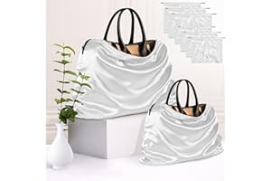 Eychei 6 Pack Silky Dust Bags for Handbags, White Satin Dust Cover Bag Silk Drawstring Bag Handbag Protector Travel Storage Pouch for Purse Shoes Boots(19.6 x 15.7 In + 23.6 x 19.6 In)