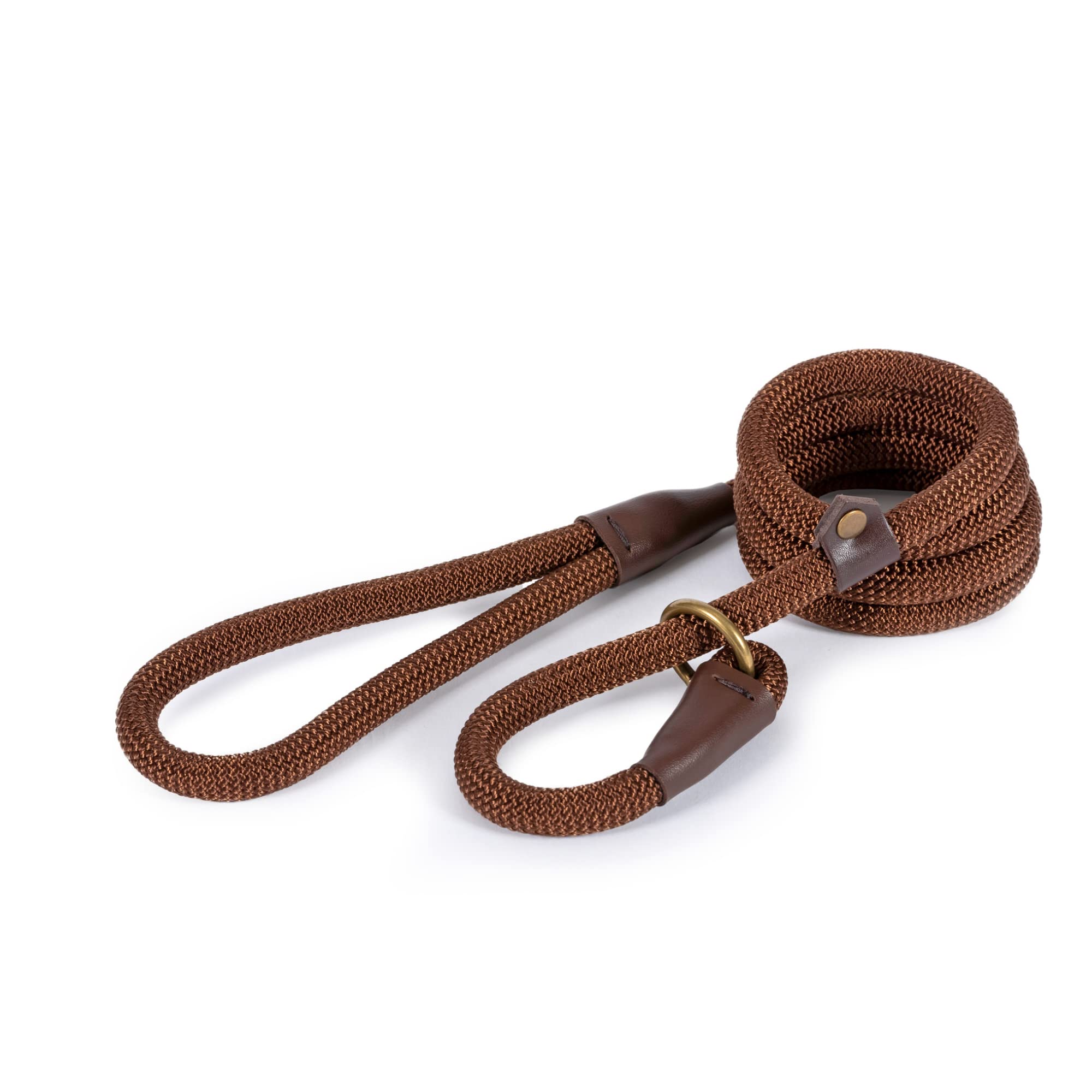 Ancol Deluxe Nylon Rope Slip Lead Brown 1.5mx12mm — image 1