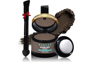 KIMUSE Hairline Powder, Root Touch Up Hair Color, Instantly Conceals Hair Loss, Bald Spot Thin Hair Powder with Dual-ended Ha