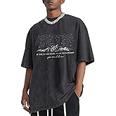 Migxsaf Christian Faith God Shirts for Men Jesus Bible Verse Shirt Oversized Acid Wash Tshirts Star Mountain Graphic Tees