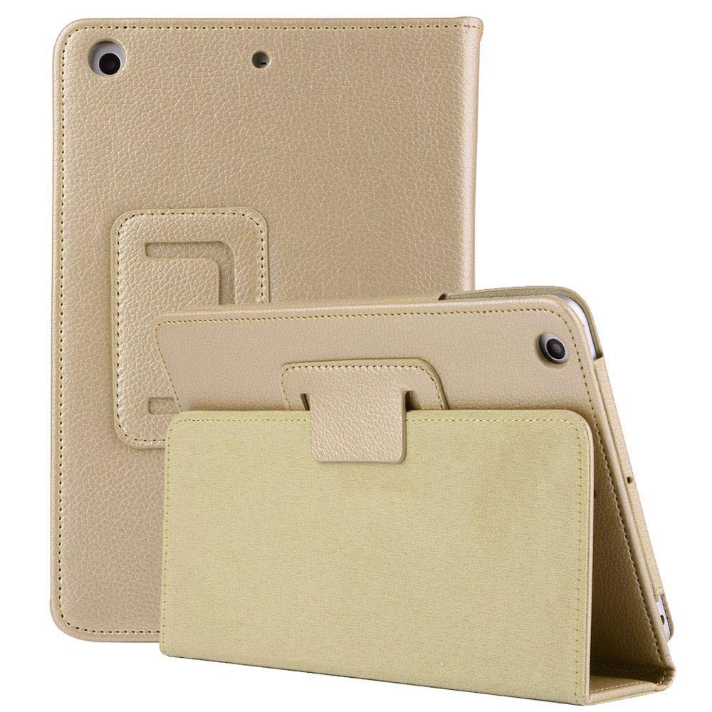 PU Leather Stand Case for iPad Air 1/2 9.7 2017/18 5th/6th Generation Folio Cover (Gold)