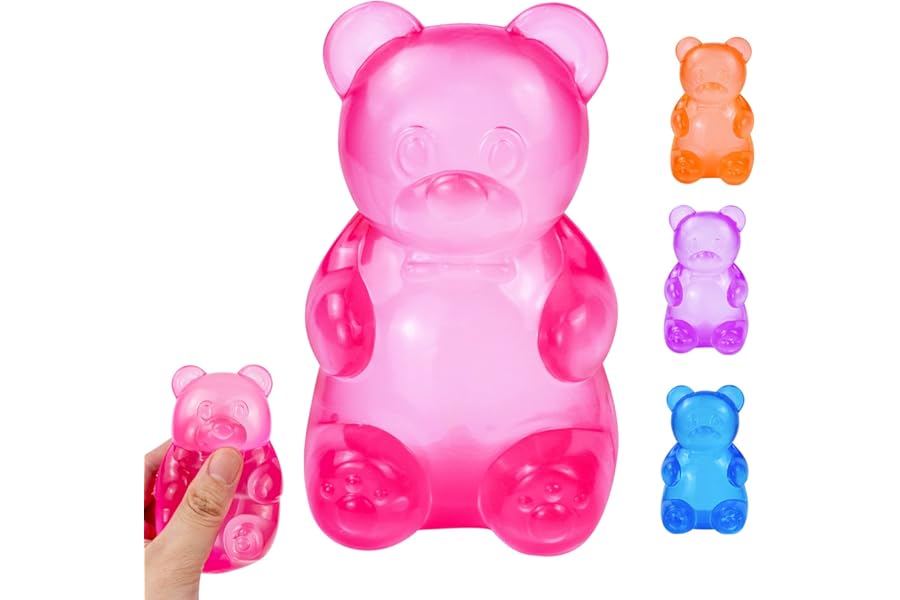 Gummy Bear Squishy, Stress Bear Taba Squishy, Taba Squishy Toys for Kids, Stress Balls Valentines Day Gifts Birthday Gifts Party Favors-Rosy