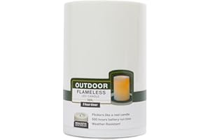 Inglow CGT20406WH Outdoor Flameless Candle 4 x 6-Inch Tall Pillar with Timer, White