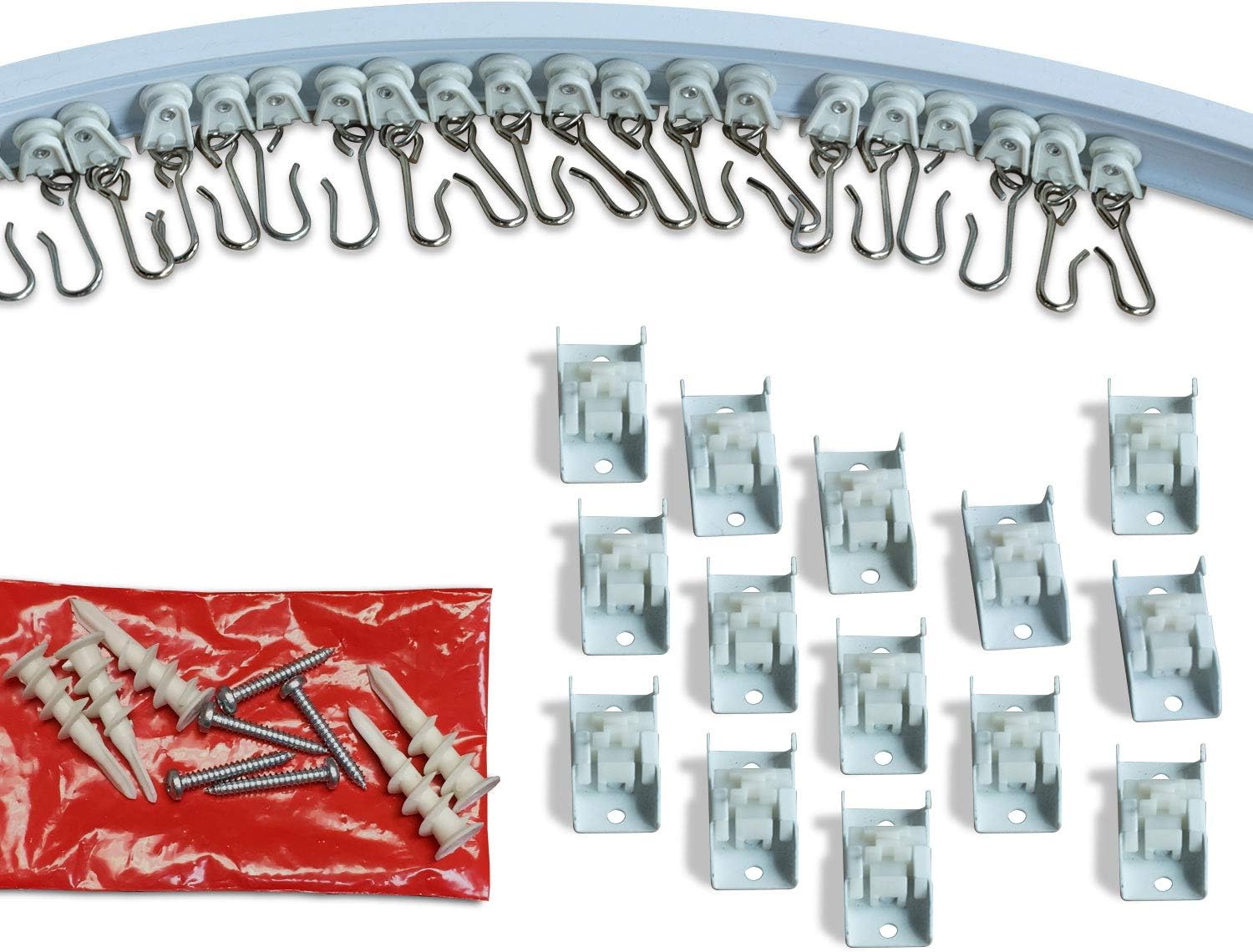 Curtain and Drapery Ceiling Track Set with Hooks - 4 Meters (13.1 ft) of Track, Easily Cut to Size and Everything Included for Install