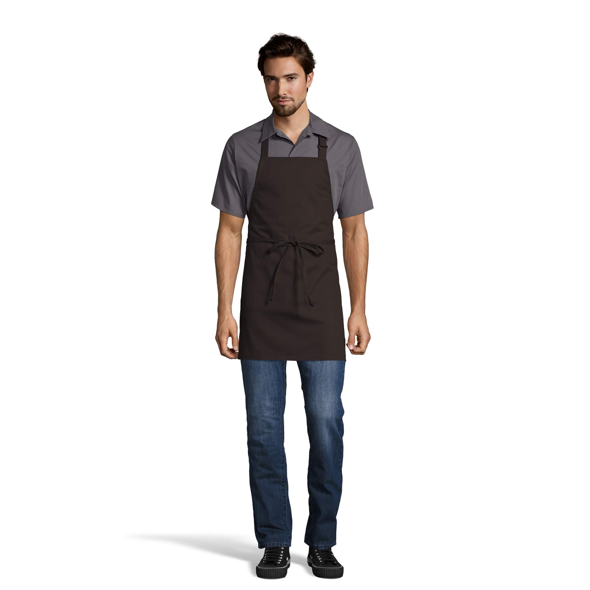 Uncommon Threads Unisex Adjustable No Pocket Restaurant Bib Apron - brown - One size