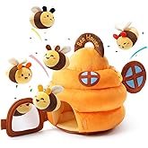 Koty Baby Toys 6-12 Months,Bee House Sensory Learning Toy, Beehive wtih wtih rattles, Squeaker, Mirror,5pcs Yellow Plush Bees, Educational Montessori Toy for Infants 6-12 Months