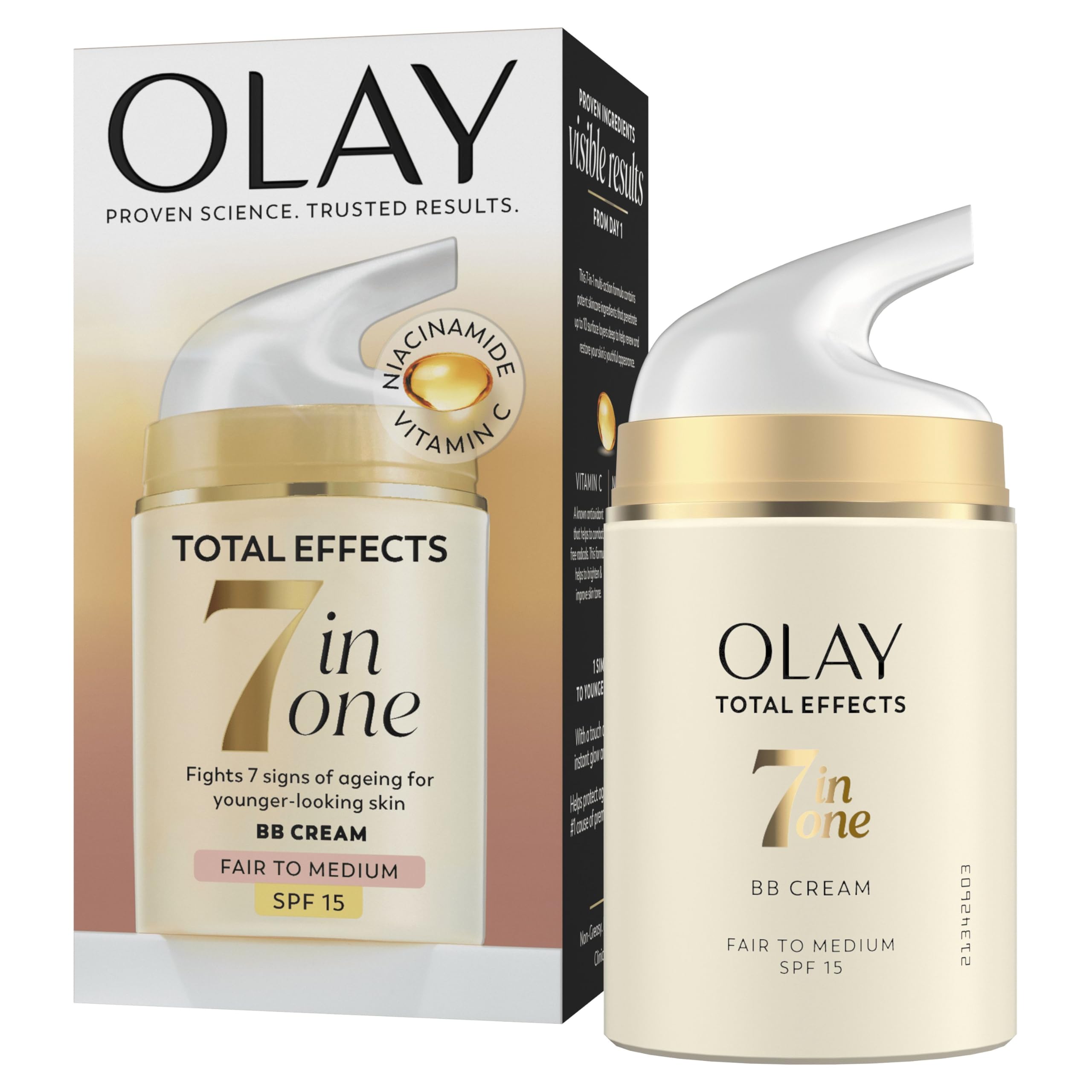 Olay Olay Total Effects 7-In-1 Tone Correcting Moisturizer, Spf 15, Light To Medium 1.7 Oz (Pack Of 2)