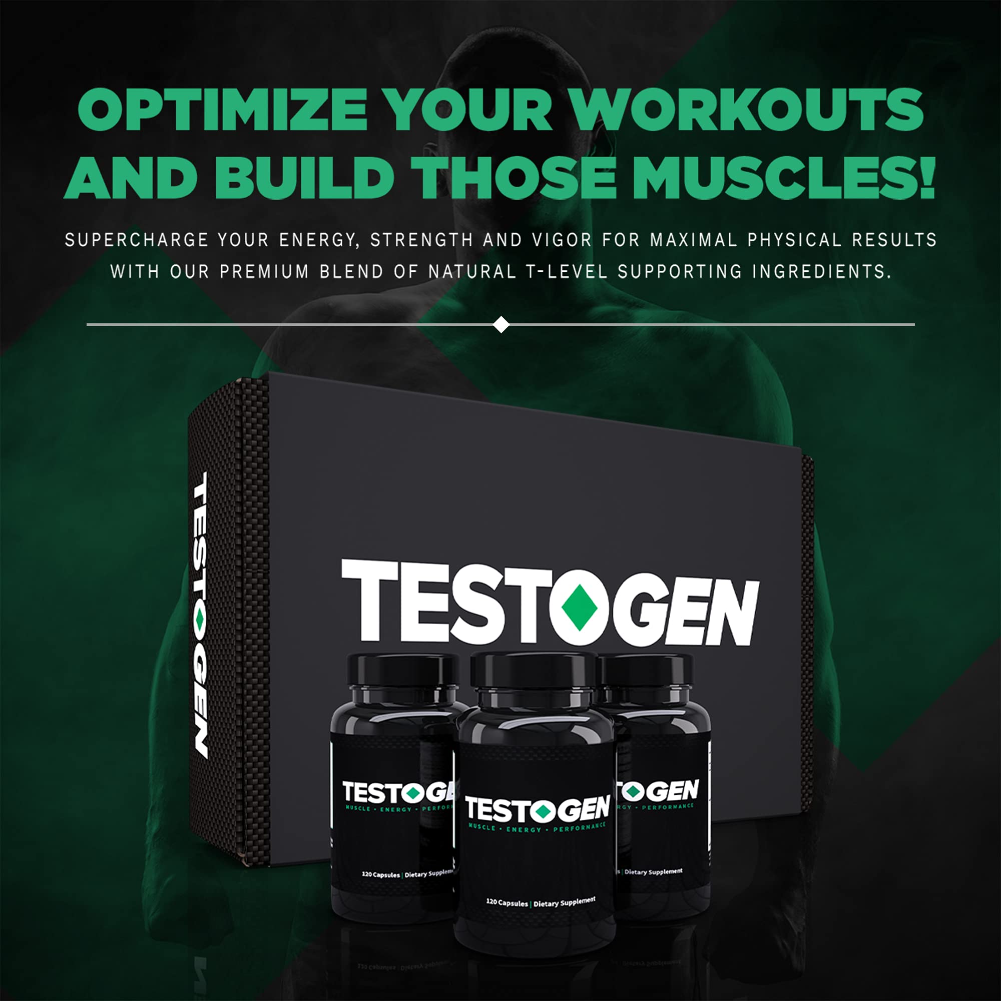 TestoGen Booster for Men - Natural Male Vitality Supplement to Combat Low Energy Levels, Fight Fatigue, Support Weight Control, Muscle Growth & Focus - 3-Month Supply