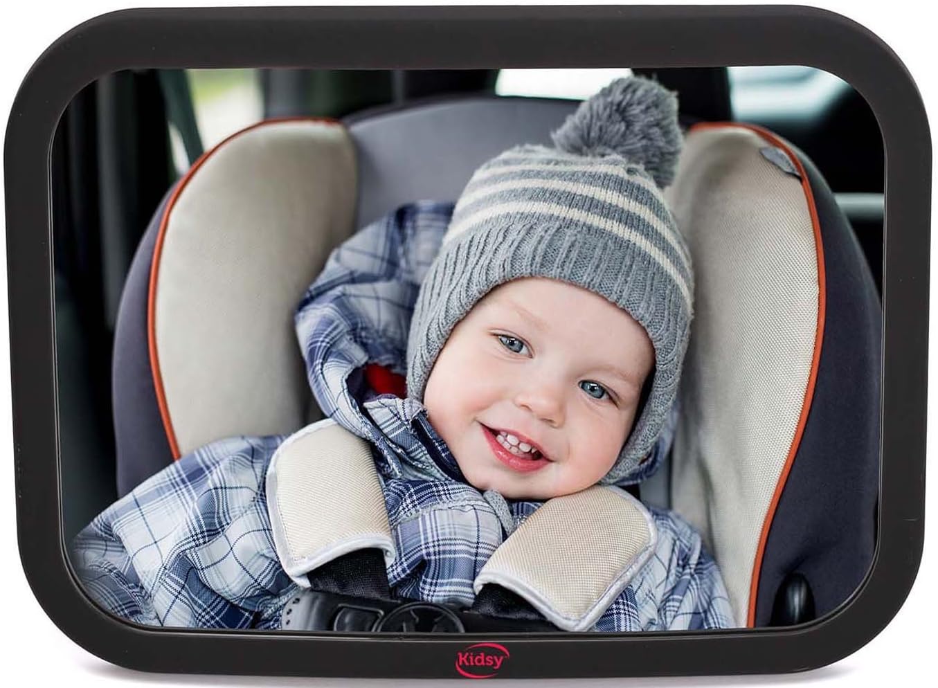 Large Rear View Baby Mirror #1 Best Car Accessory for Caring Parents with Cute Infants – Adjustable Back Seat Baby Mirror for Car – Guaranteed Constant View of Your Baby While Driving (Black)