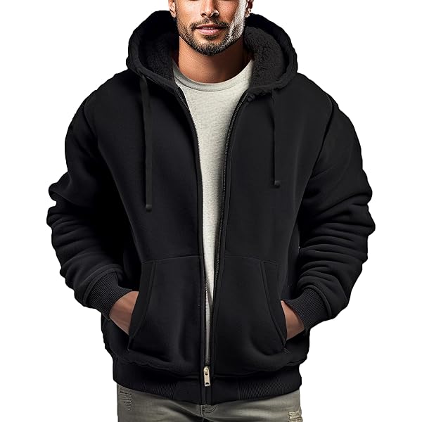 Zerenfy Hoodies for Men Heavyweight Sherpa Fleece Lined Sweatshirt