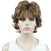 Aimole Synthetic Wigs Women's Curly Ends Short Fiber Wig With Layered Bangs (12TT124)