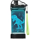 Lightzz Kids Watter Bottle，3D Dinosaur Cup with LED Illusion Light with 7 Color Changing Light - 14 0z BPA Free - Creative Travel Cup Dinosaur Gift for School Kid Boy Holiday