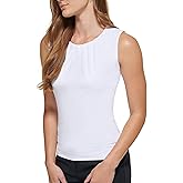 Calvin Klein Womens Pleat Neck Sleeveless Blouse
