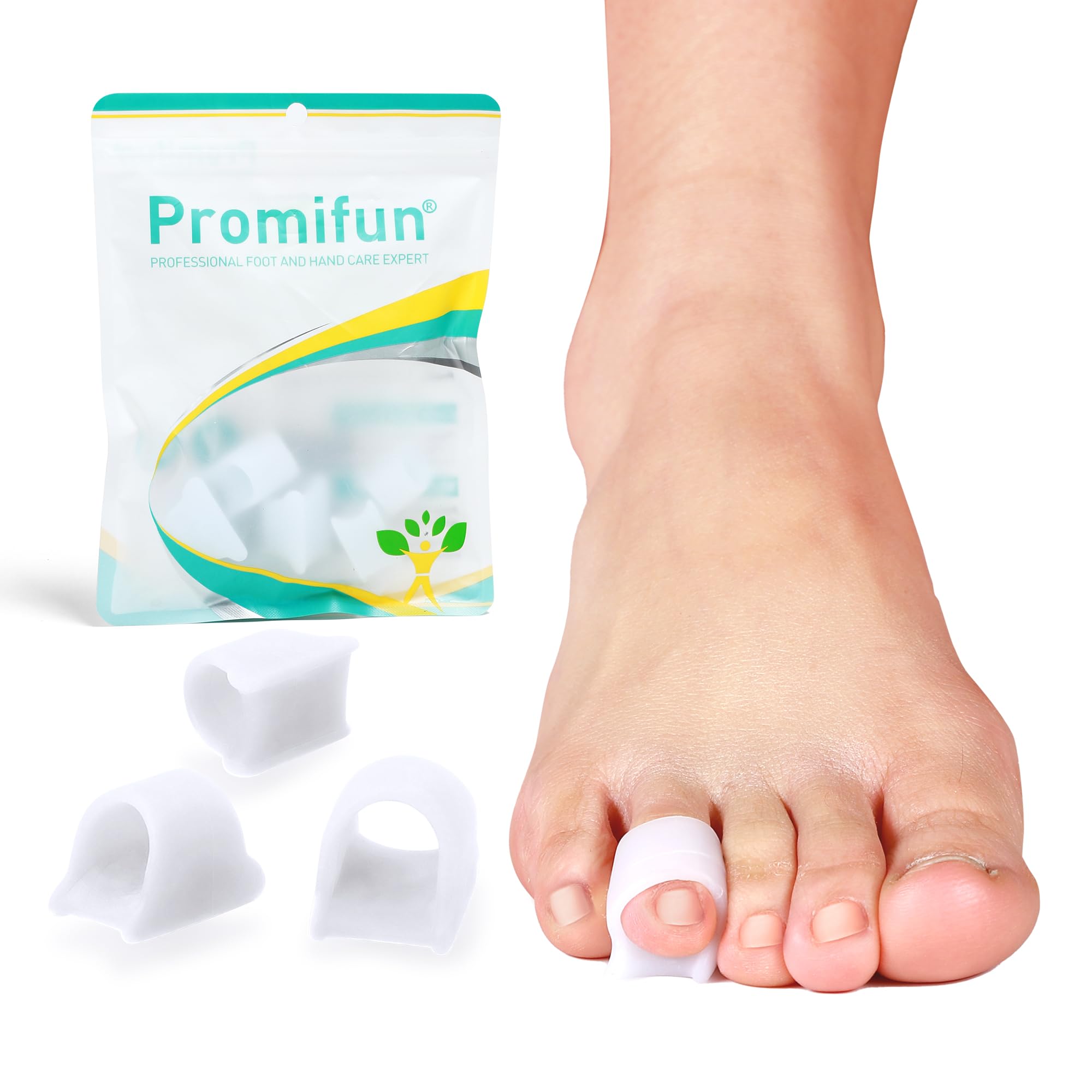 Promifun Hammer Toe Corrector for Women - Toe Straighteners for Bent Toes, Hammertoe, Crooked, Claw, Realign Bent - Toe Corrector for Men (Small Size,8 pack, White)