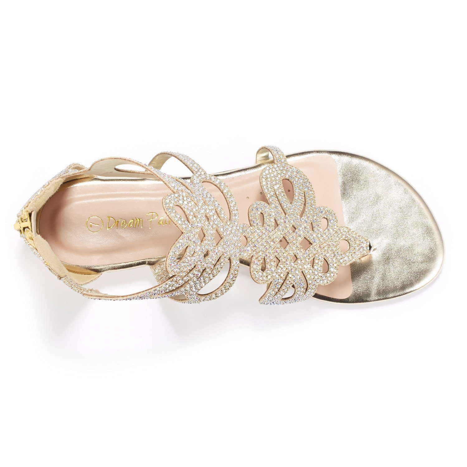DREAM PAIRS Women's Jewel_02 Gold Rhinestones Design Ankle High Flat Sandals Size 11 M US - Image 4