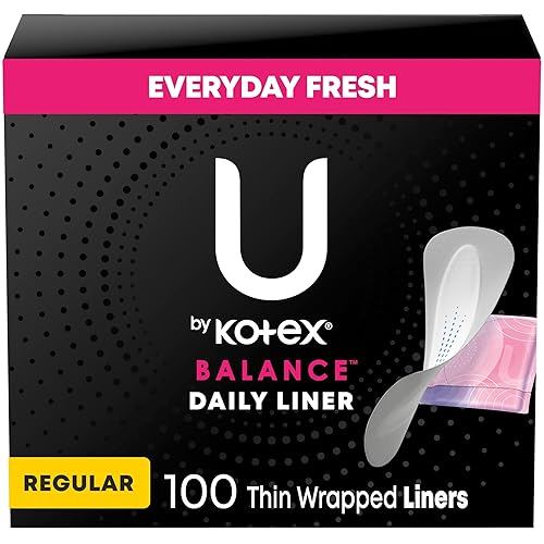 U by Kotex Balance Daily Panty Liners, Wrapped, Light Absorbency, Regular Length, 100 Count (Packaging May Vary)