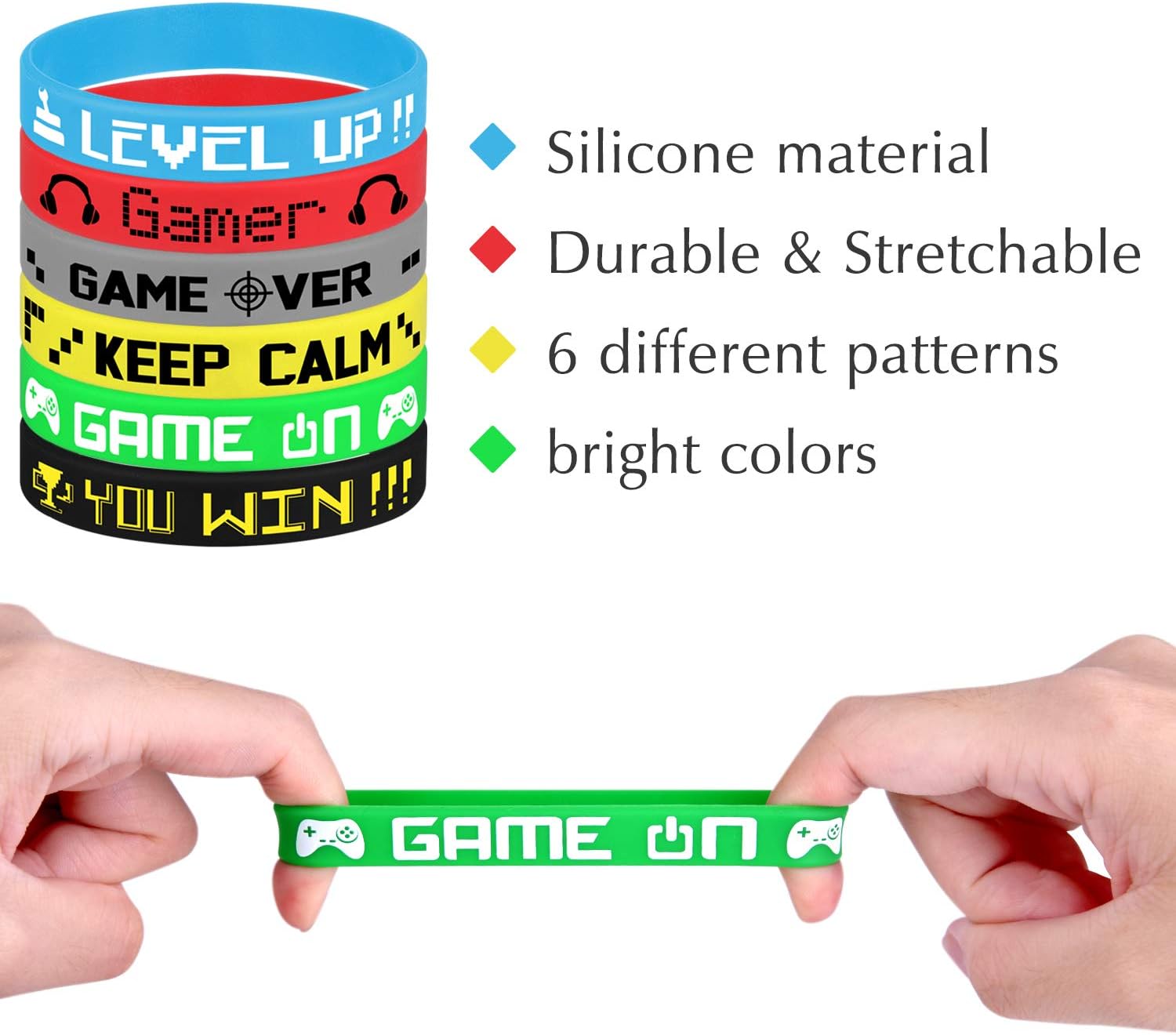 TUPARKA 36 Pcs Video Game Silicone Wristbands Game Party Supplies for Birthday Party Baby Shower Party Favors 6 Styles - Image 5