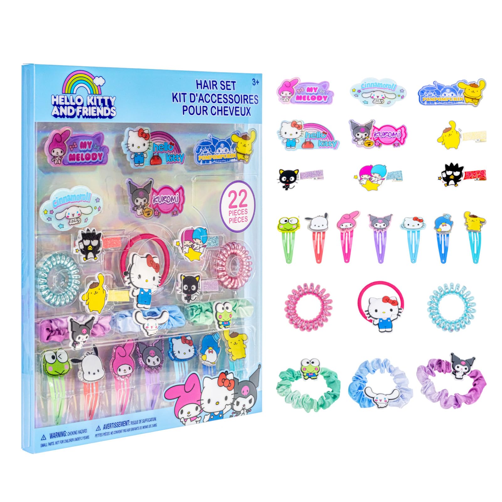 Hello Kitty and Friends Hair Accessories Set for Girls, Hair Clips, Bows, Scrunchies, Hair Ties Set, Great for Birthday and Holiday Gifts, Party Favors, Sleepovers Makeovers, by Townley Girl