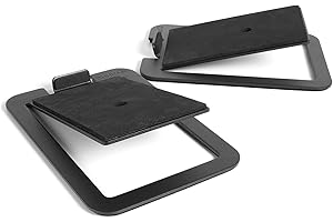 Kanto S4 Tilted Desktop Speaker Stands for Medium Bookshelf Speakers & Mid-Size 3”-4” Studio Monitors | Supports 8 lbs | Damping Foam Padding | ¼”-20 Mounting | Pair | Black