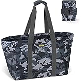 BALEINE Soft 9 Gallon Extra Large Utility Tote, Foldable Reusable Storage Bag (Grey Camouflage)