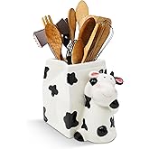 Sixdrop Utensil Holder | Cow Gifts For Women | Cow Stuff Print Kitchen Crock Storage | Accessories Decoration | Cute Gifts For Women | La Vaca Animal Cow Decor | Countertop Cow Stuff Vase
