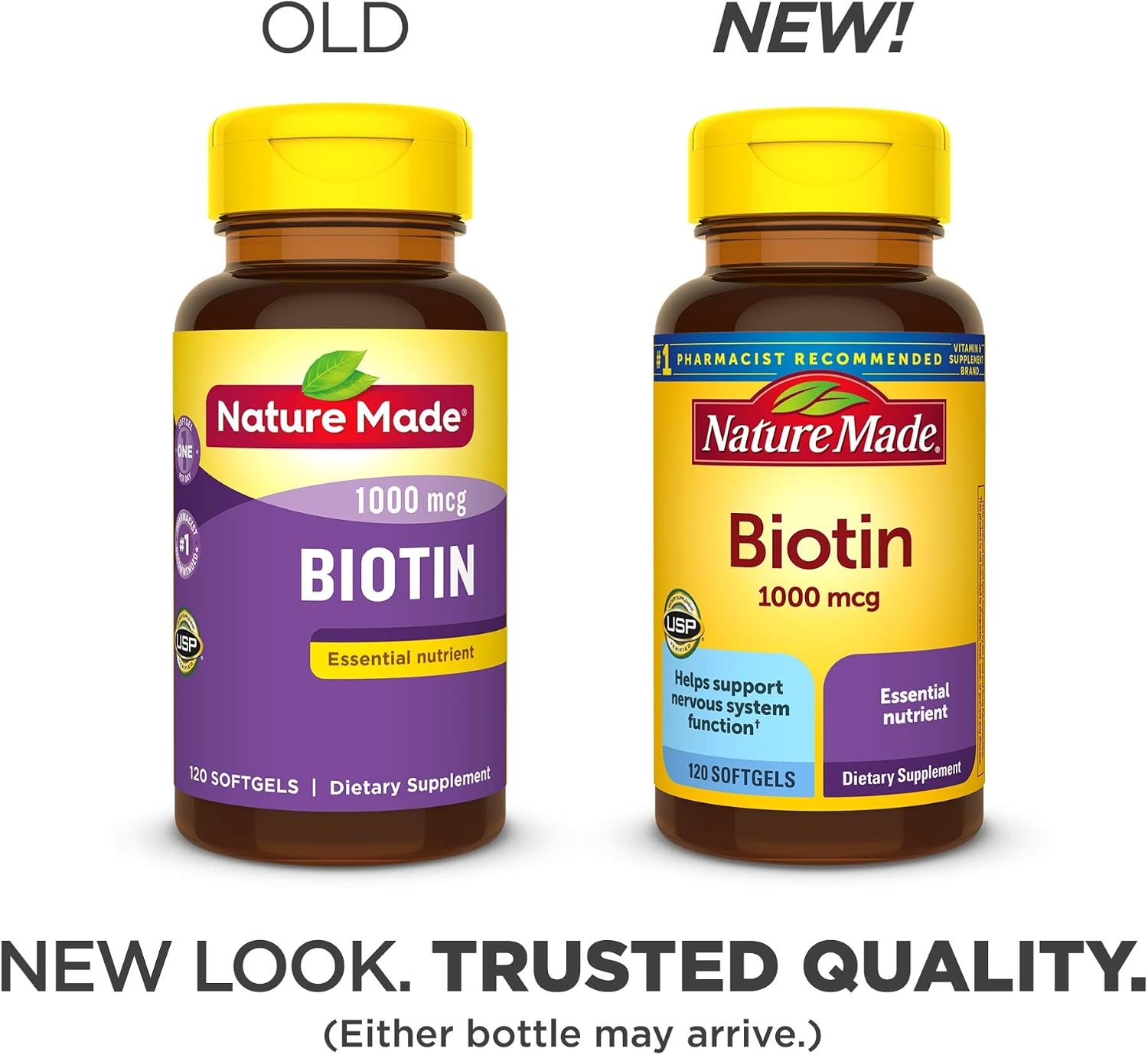 Nature Made Biotin 1000 mcg Softgels, 120 Count (Packaging