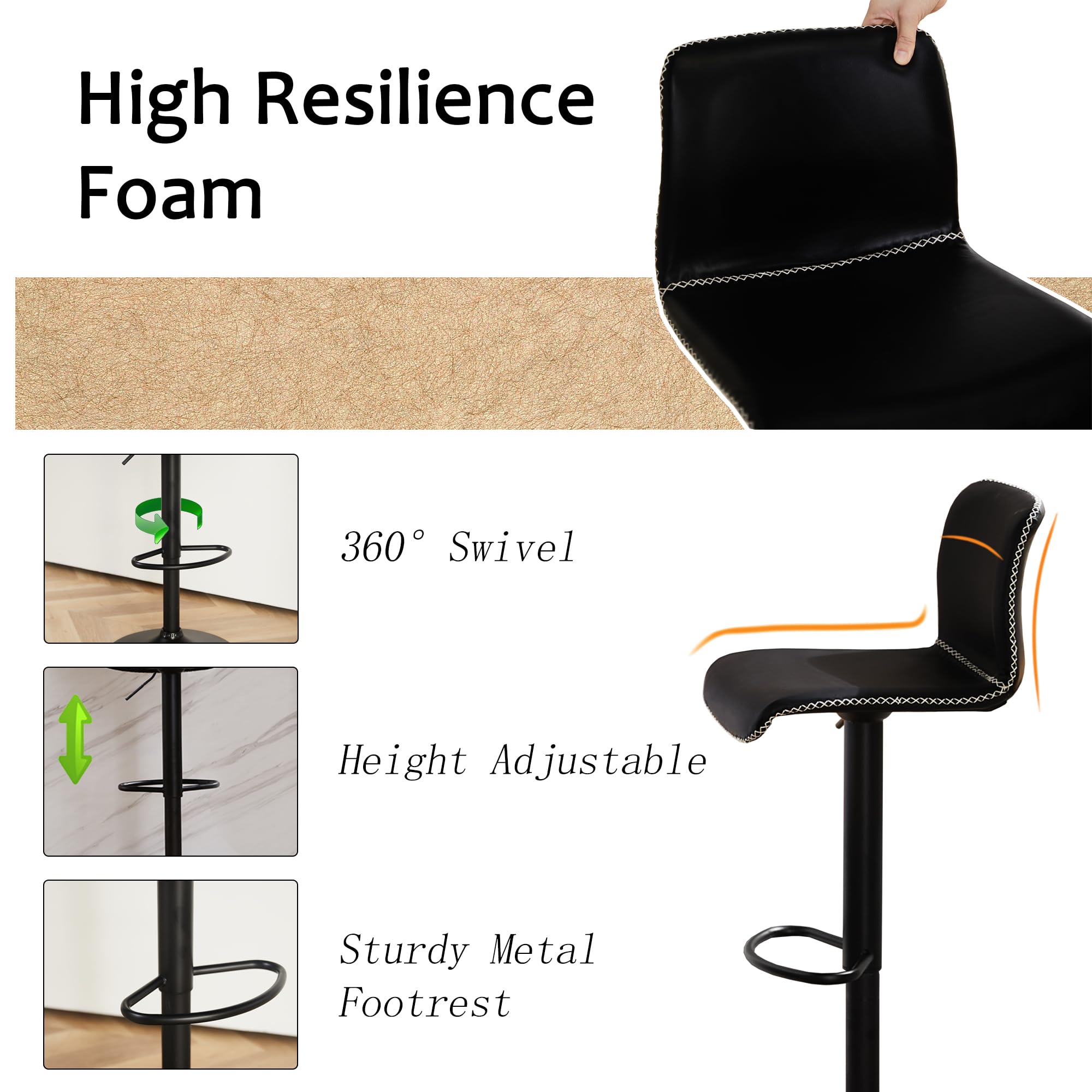 HeuGah Swivel Bar Stools Set of 4, Counter Height