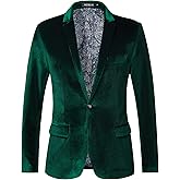 WZIKAI Mens Velvet Blazer One Button Slim Fit Solid Fashion Suit Jacket Sport Coat for Wedding Prom Dinner Party