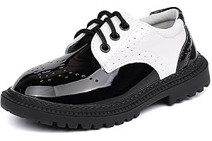 kkdom Children's Boy's Girl's School Uniform Lace-Up Shoes Comfort Loafer Flats Oxford Dress Shoes (Toddler/Little Kid/Big Kid)