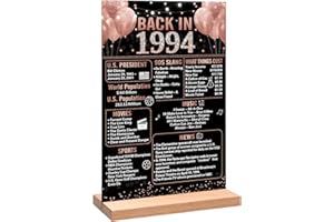 Trgowaul 30th Birthday Anniversary Decorations for Women, Rose Gold Back in 1994 Birthday Poster Acrylic Table Sign with Stand, 30 Anniversary Decor Gifts for Women, Vintage 1994 Supplies 30 Birthday