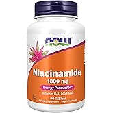 Now Foods Supplements, Niacinamide (Vitamin B-3) 1000 mg, Energy Production*, 90 Tablets, White, Off-White