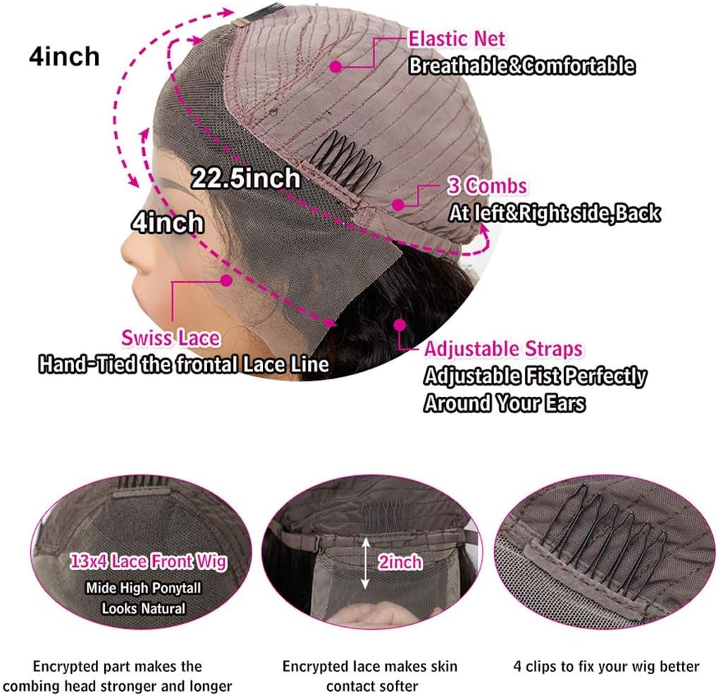 13x4 Lace Front Wigs Human Hair Pre Plucked Wigs for Black Women Human Hair Wigs with Baby Hair 150% Density 20 Inch - Image 3