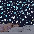 Glow in The Dark Butterfly Wall Decals，Glowing Luminous Butterfly Wall Stickers Colorful Removable self-Adhesive Butterfly De